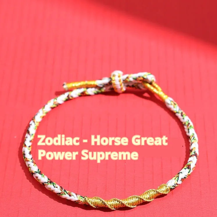 Hand-woven eight-strand adjustable carrying strap in colourful zodiac design