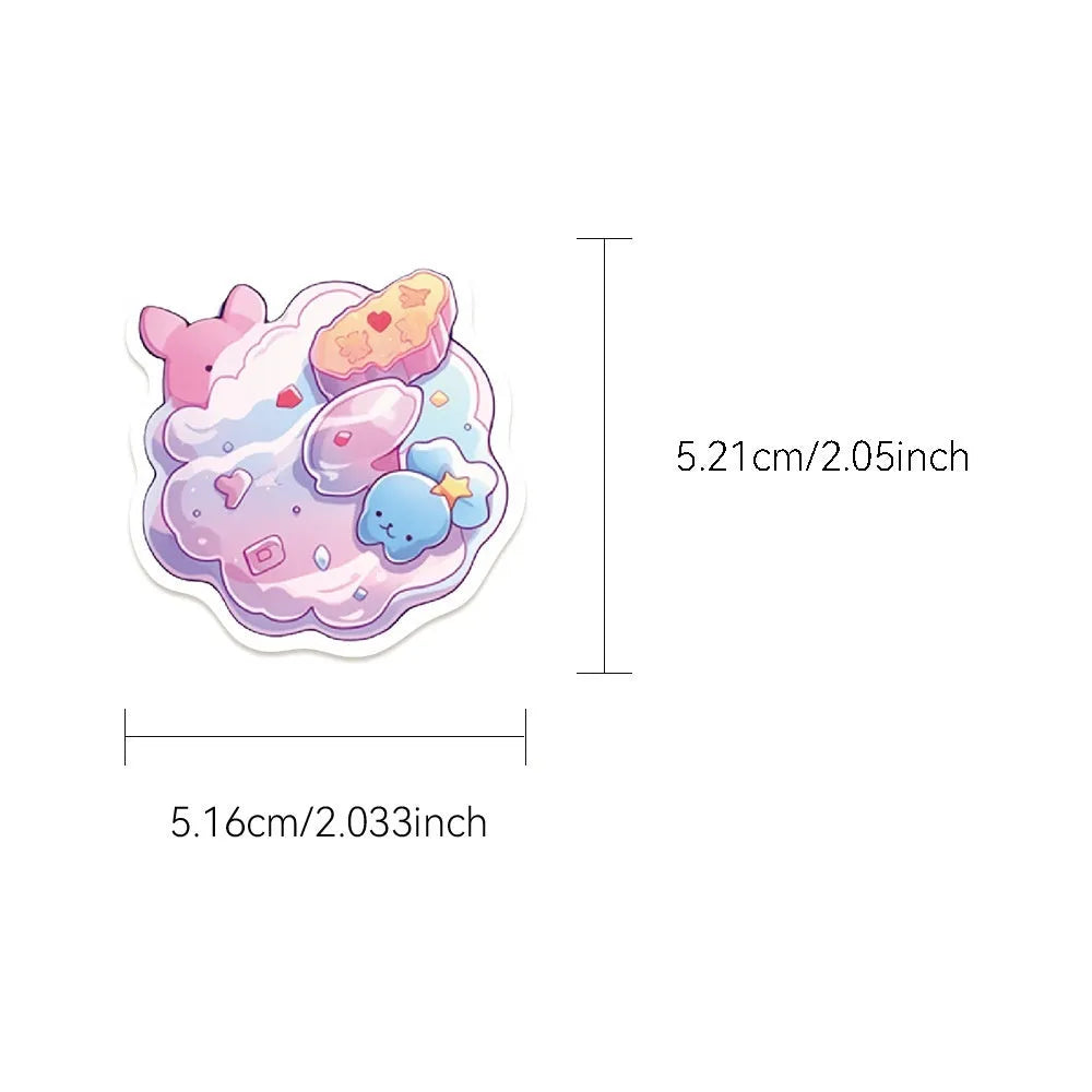 Pack of fresh candy coloured cute small object decorative waterproof stickers.