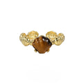 Women's adjustable silver ring with a shell tiger eye stone in white gold or gold colour.