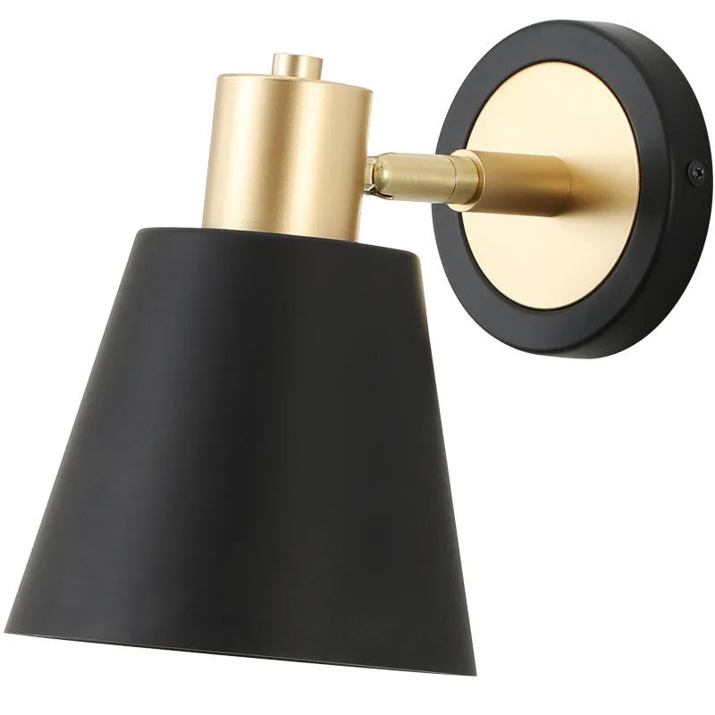 Nordic style iron wall lamp for bedroom or living room with metallic finish