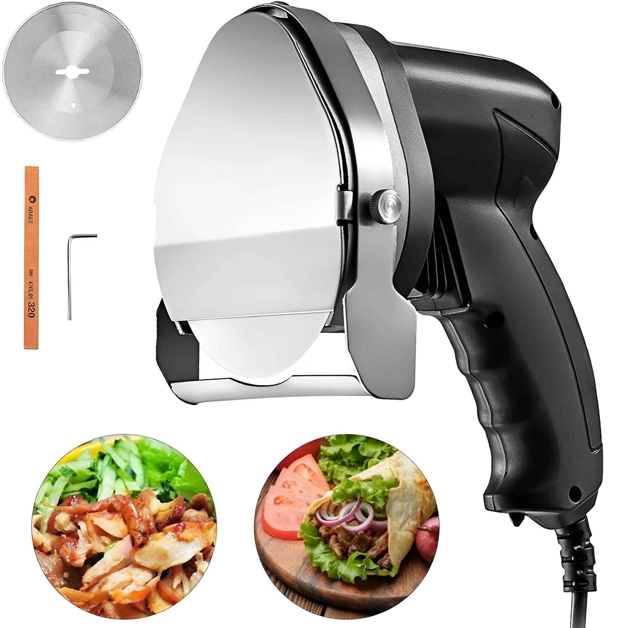 KS-100E black electric meat cleaver with adjustable thickness for turkey and meat processing