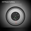 26-inch bicycle electric conversion kit showing alloy hub motor, lithium battery pack, and charger with plug options.