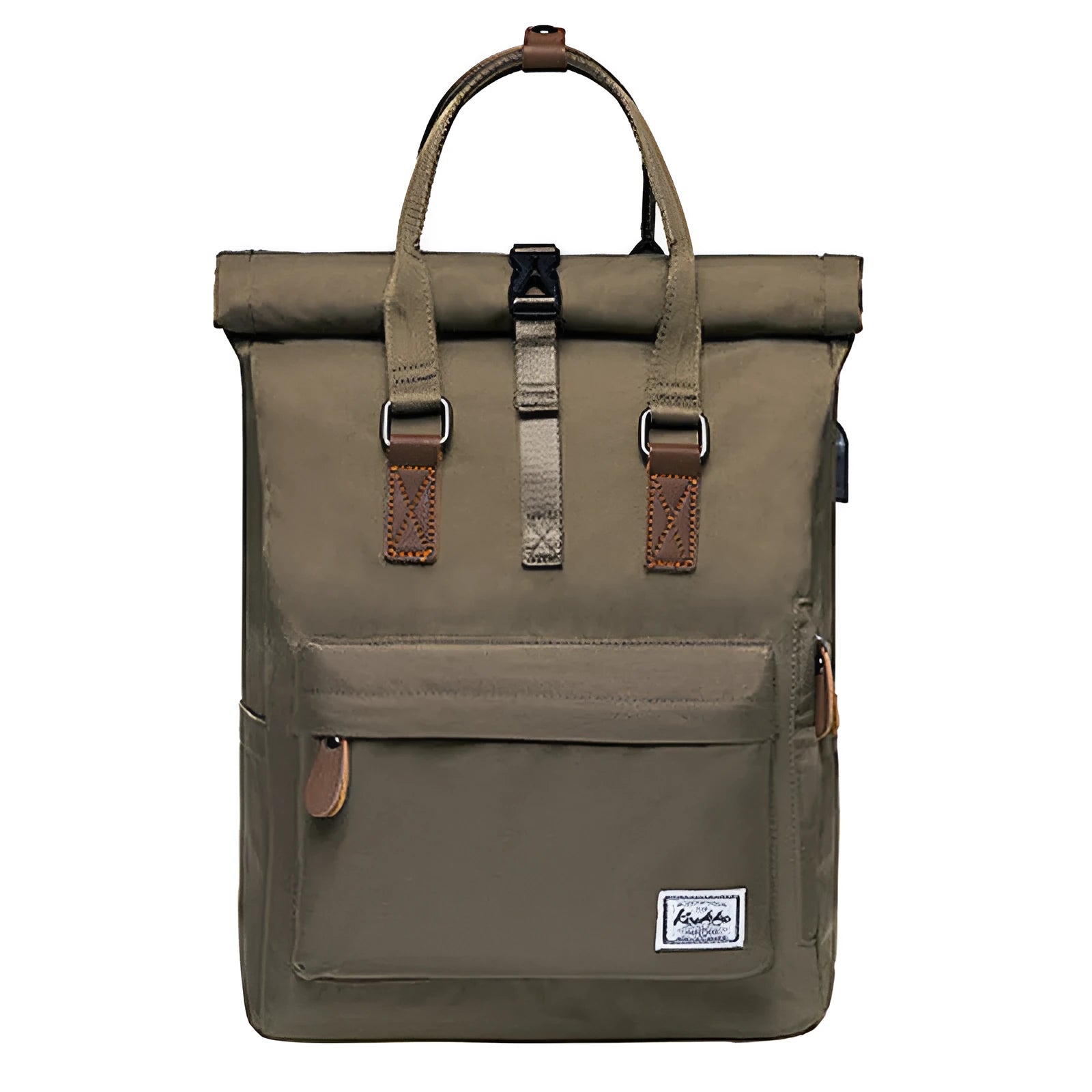Polyester casual backpack showing internal computer pocket and cover opening mechanism