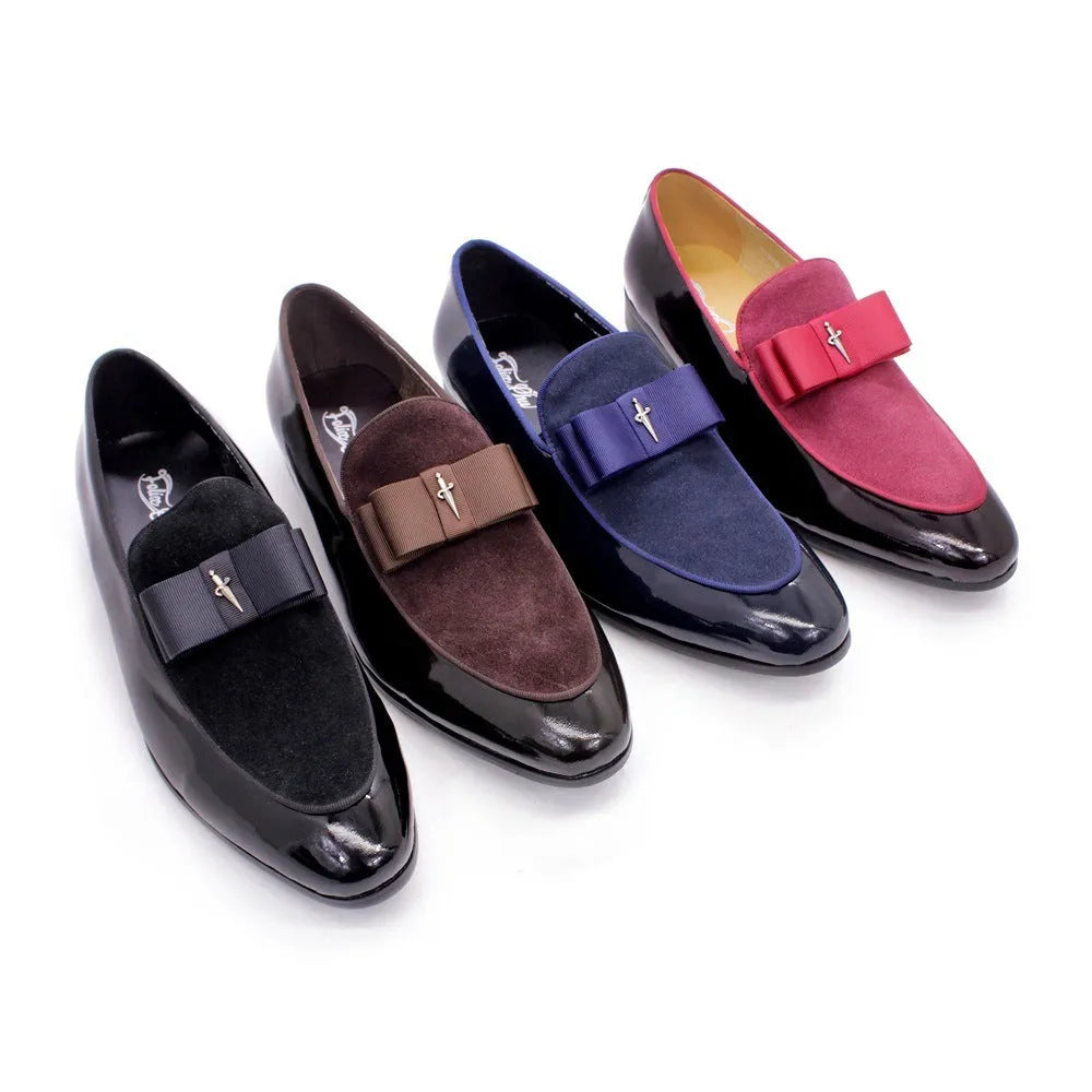 Men's matte patent leather shoes with tassel detail in European style