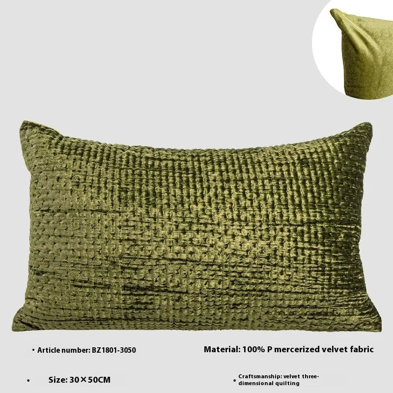 Antique style Chinese quilted cushion set with mercerised velvet cover and feather velvet filler in green, red, mocha, or orange.