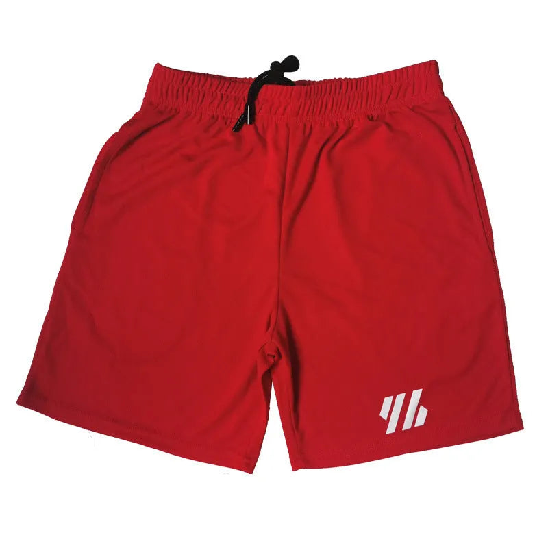 Pair of loose-fitting metal silk sports shorts for running, shown in one of nine available colours.