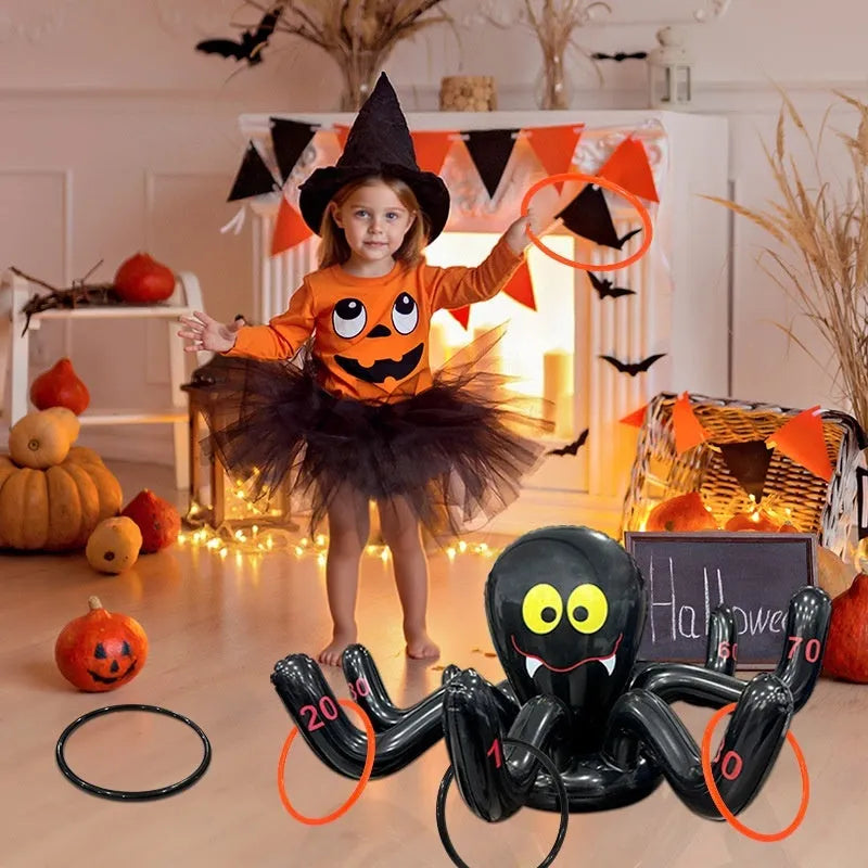 PVC inflatable Halloween throwing toy with octopus design for ghost festival games