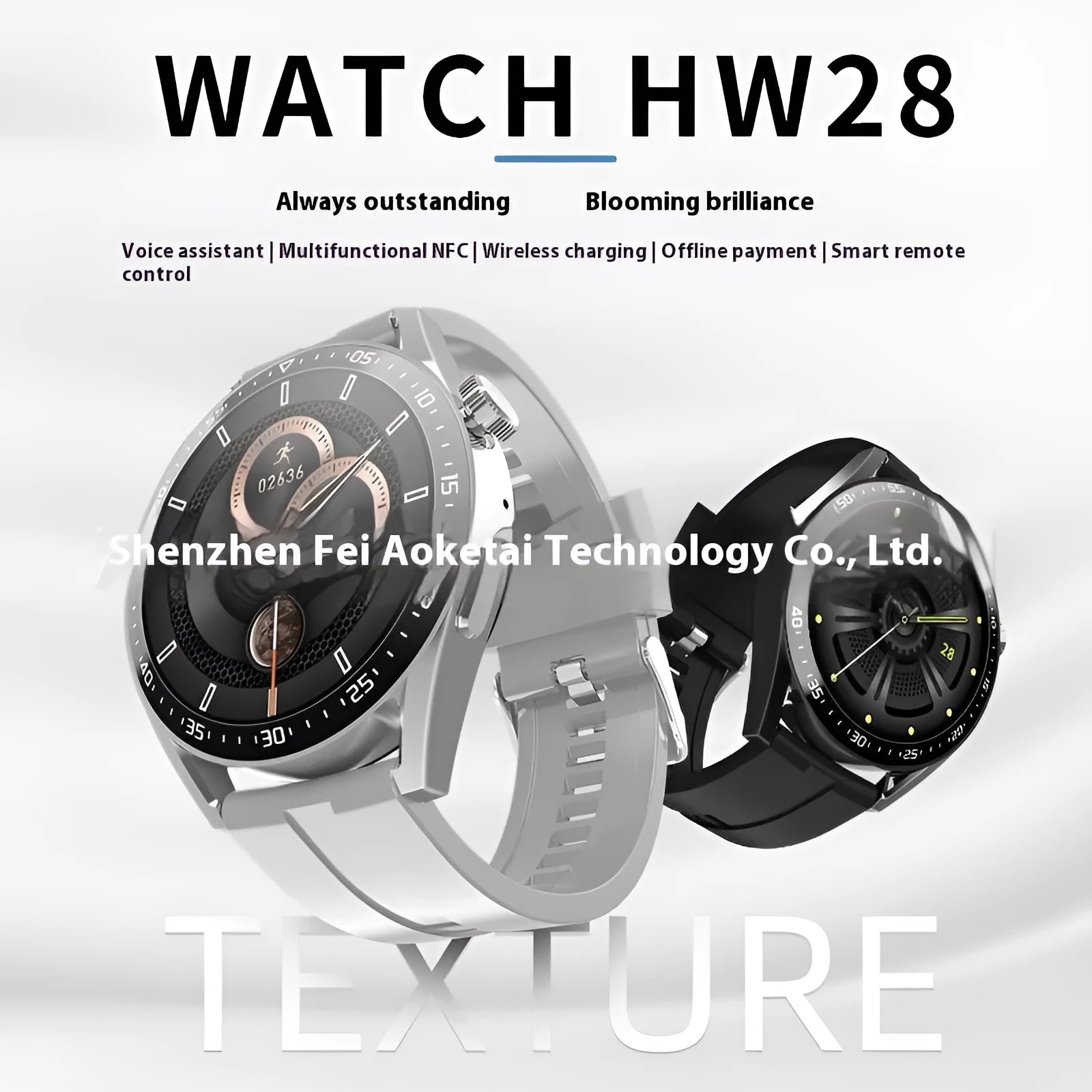 Smart watch with TFT screen and touch button, available in multiple colours including black and silver gray