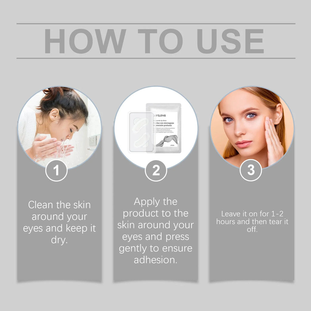 Single pair of microneedle eye patches for under-eye treatment with hyaluronic acid and retinoic acid.