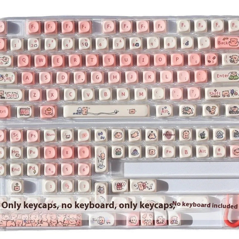 Pink Fragrant Pig PBT keycap with five-sided sublimation printing for mechanical keyboards
