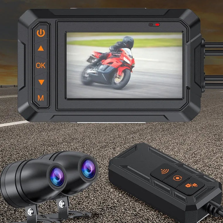 MT65 motorcycle dash cam with 3-inch screen and remote monitoring capabilities