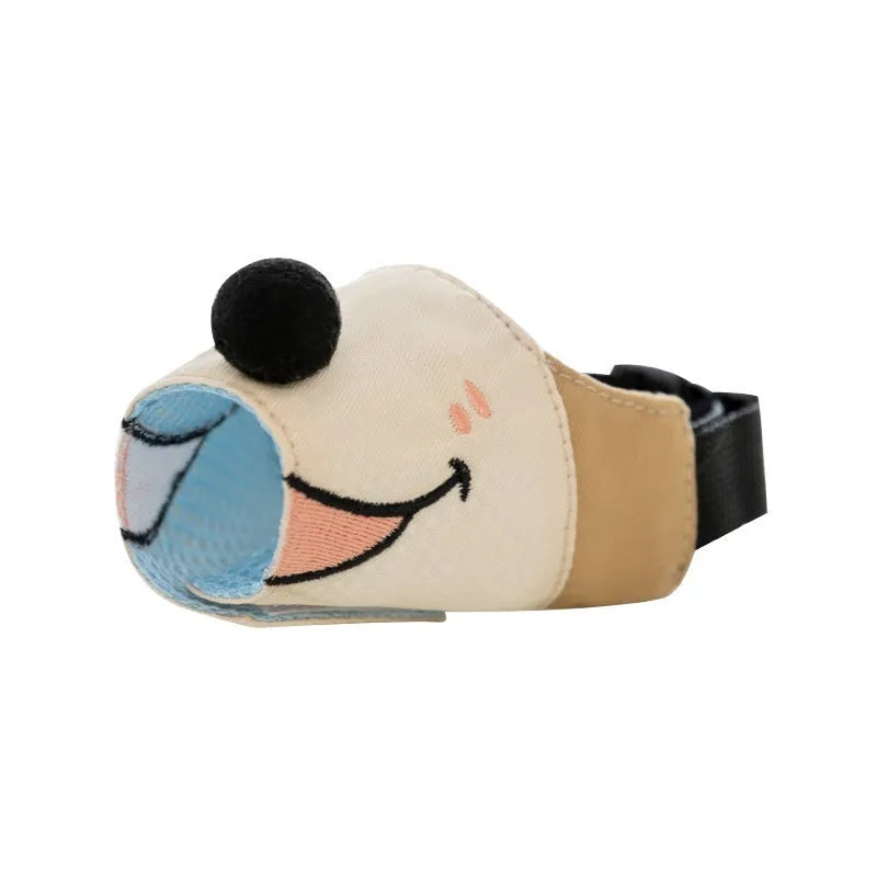 Canvas dog muzzle in Ollie Brown Bear colour, shown in size L for dogs 12.5-30kg.