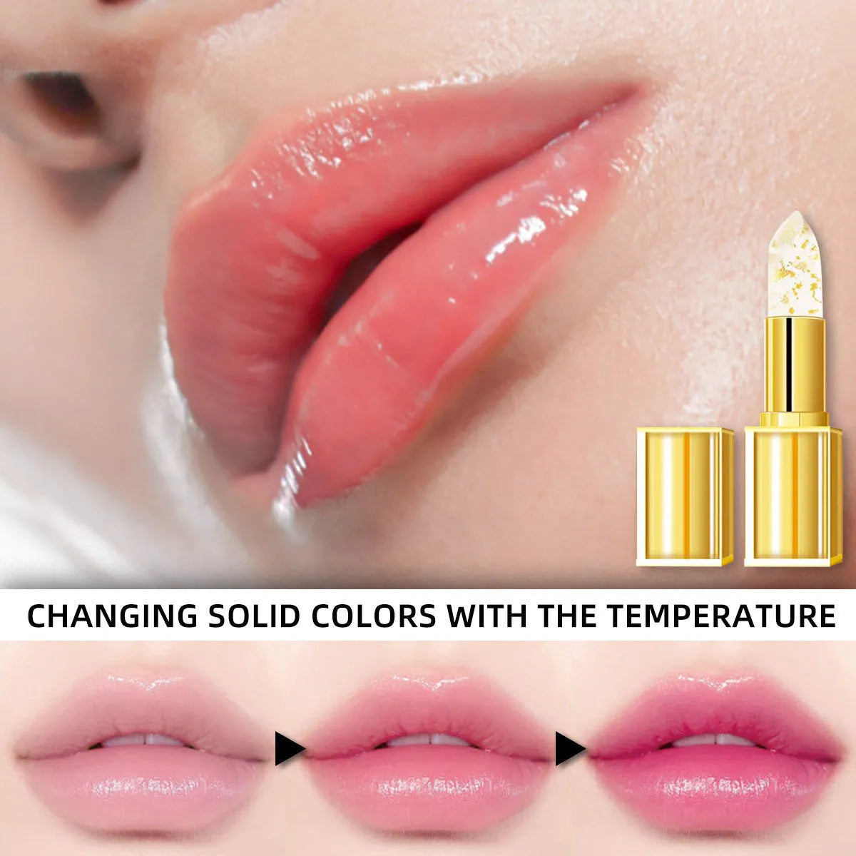 Anti-smudge gilding lipstick with warm colour-changing properties in 3.5g size