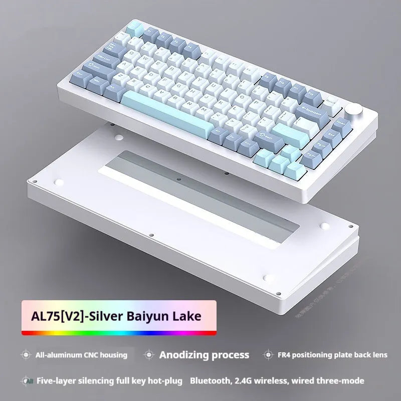 Heiji Snake aluminum mechanical keyboard kit with key puller and USB receiver on dark surface