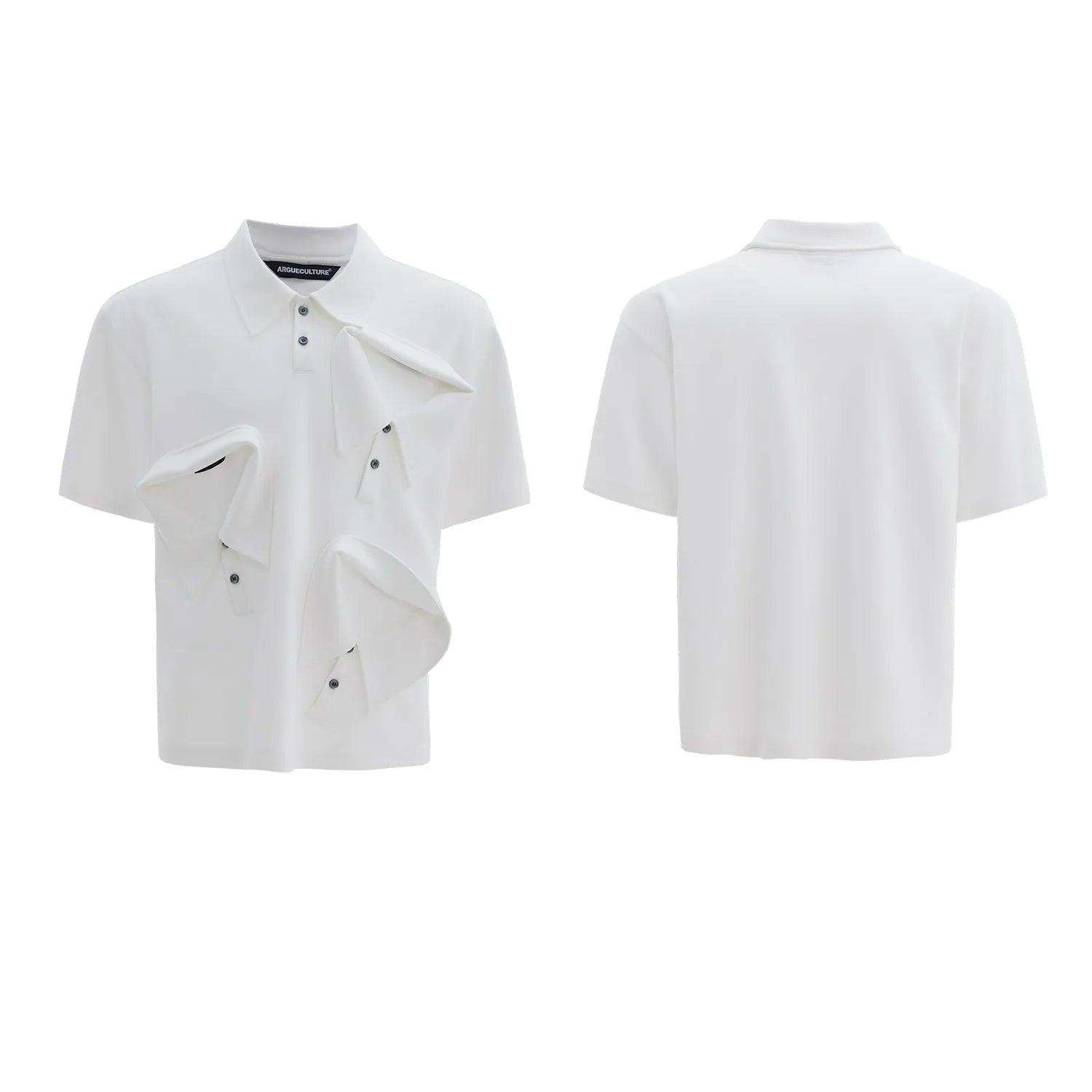 Men's deconstructed collar polo shirt with geometric pattern in loose fit polyester