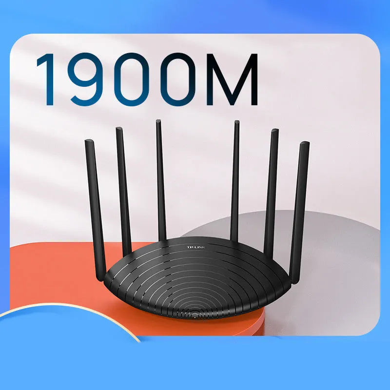 TL-WDR7661 AC1900 Gigabit wireless router with non-detachable antennas on a desk