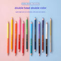 Double-headed colour pencil set in wooden case showing 12-piece and 6-piece configuration options