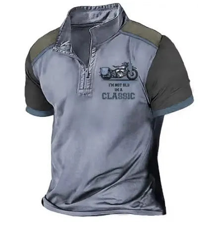 Men's 3D printed golf polo shirt in loose fit polyester bird eye cloth