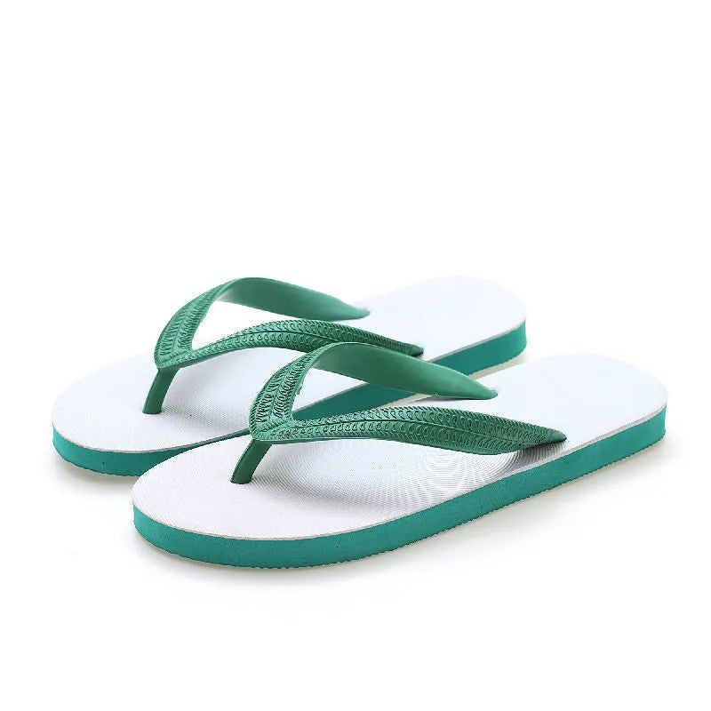 Casual rubber flip-flop with fish label on non-slip sole, shown in green colour.