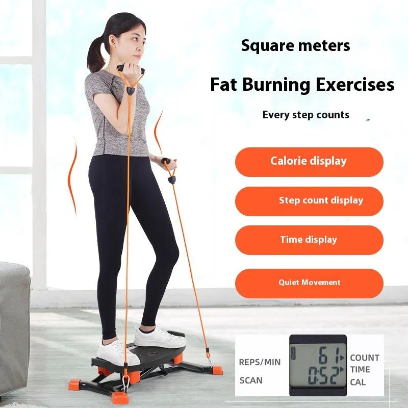 Black mini fitness skiing machine JS101A with elastic hand straps, compact design for home use