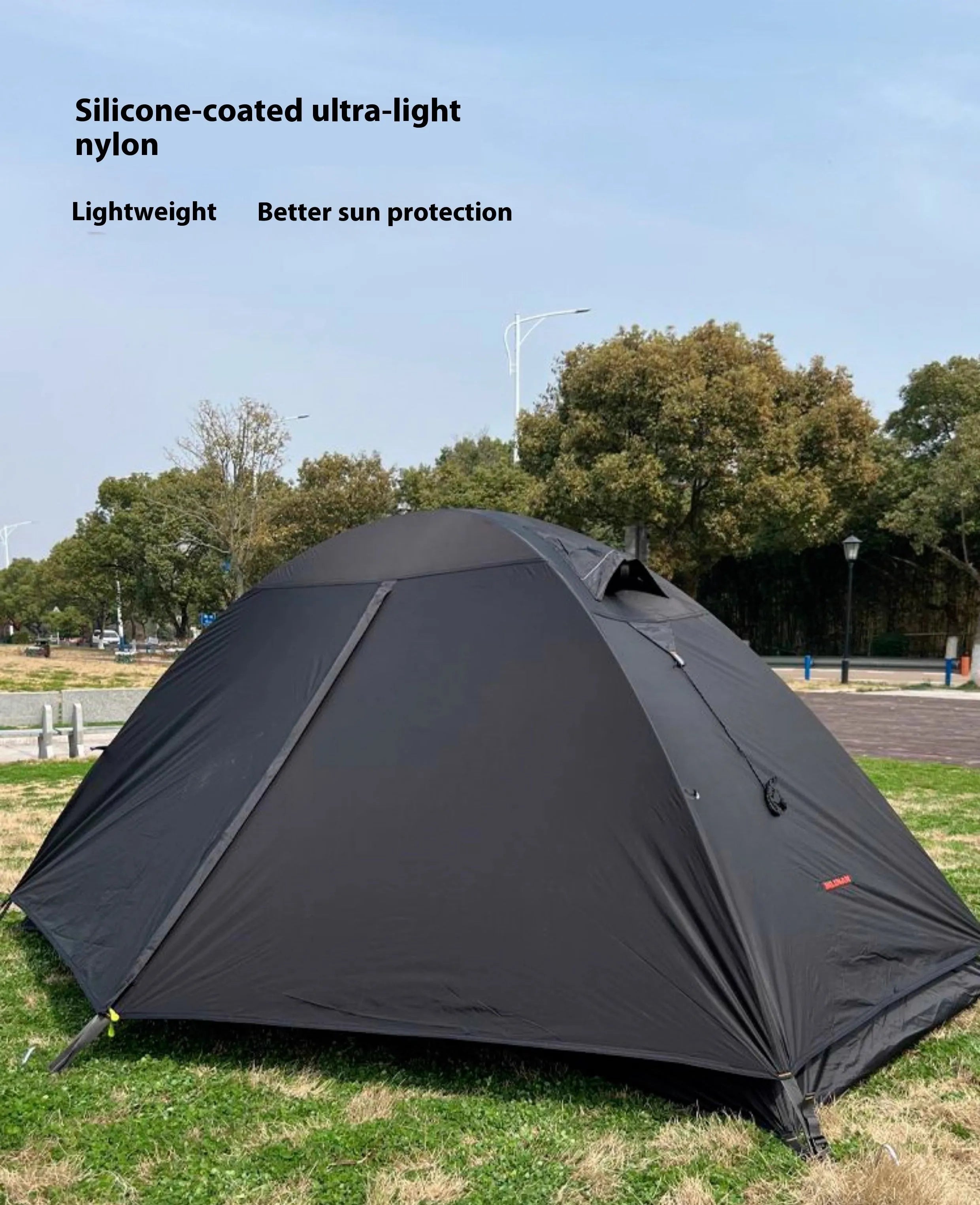 Single person double account hiking tent with aluminium poles shown in orange colour.