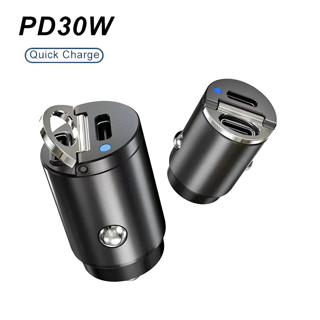 Black car cigarette lighter charger with dual USB ports for vehicle device charging