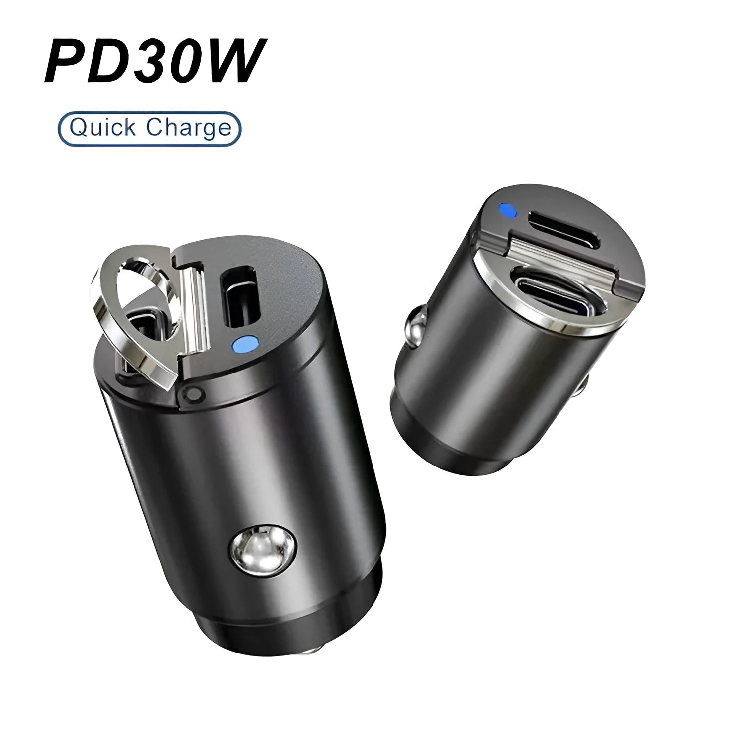 Black car cigarette lighter charger with dual USB ports for vehicle device charging
