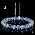 Natural cream blue moonlight crystal bracelet with polished surfaces and simple unisex design
