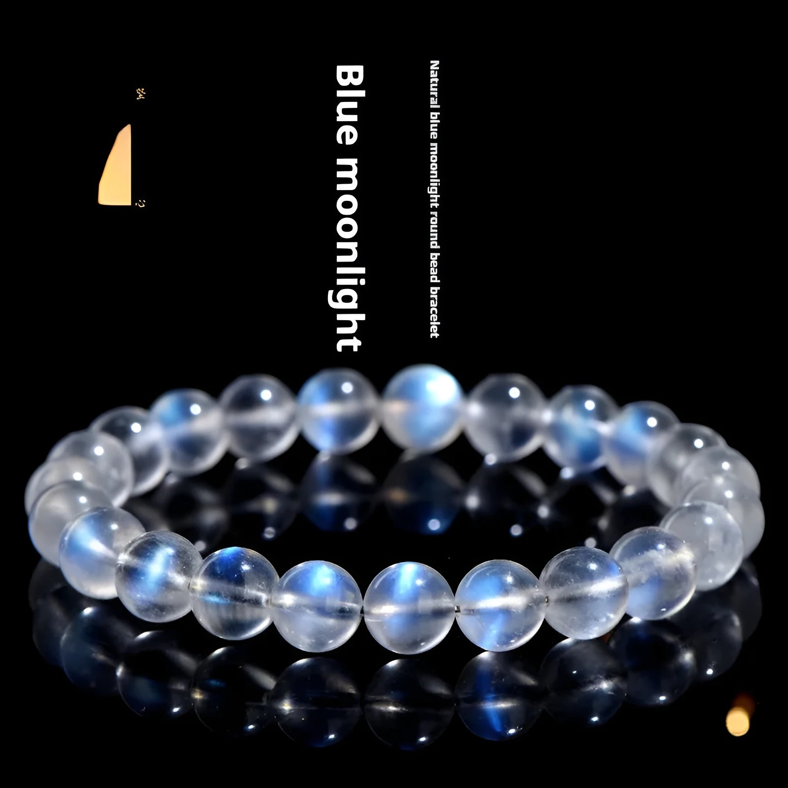 Natural cream blue moonlight crystal bracelet with polished surfaces and simple unisex design
