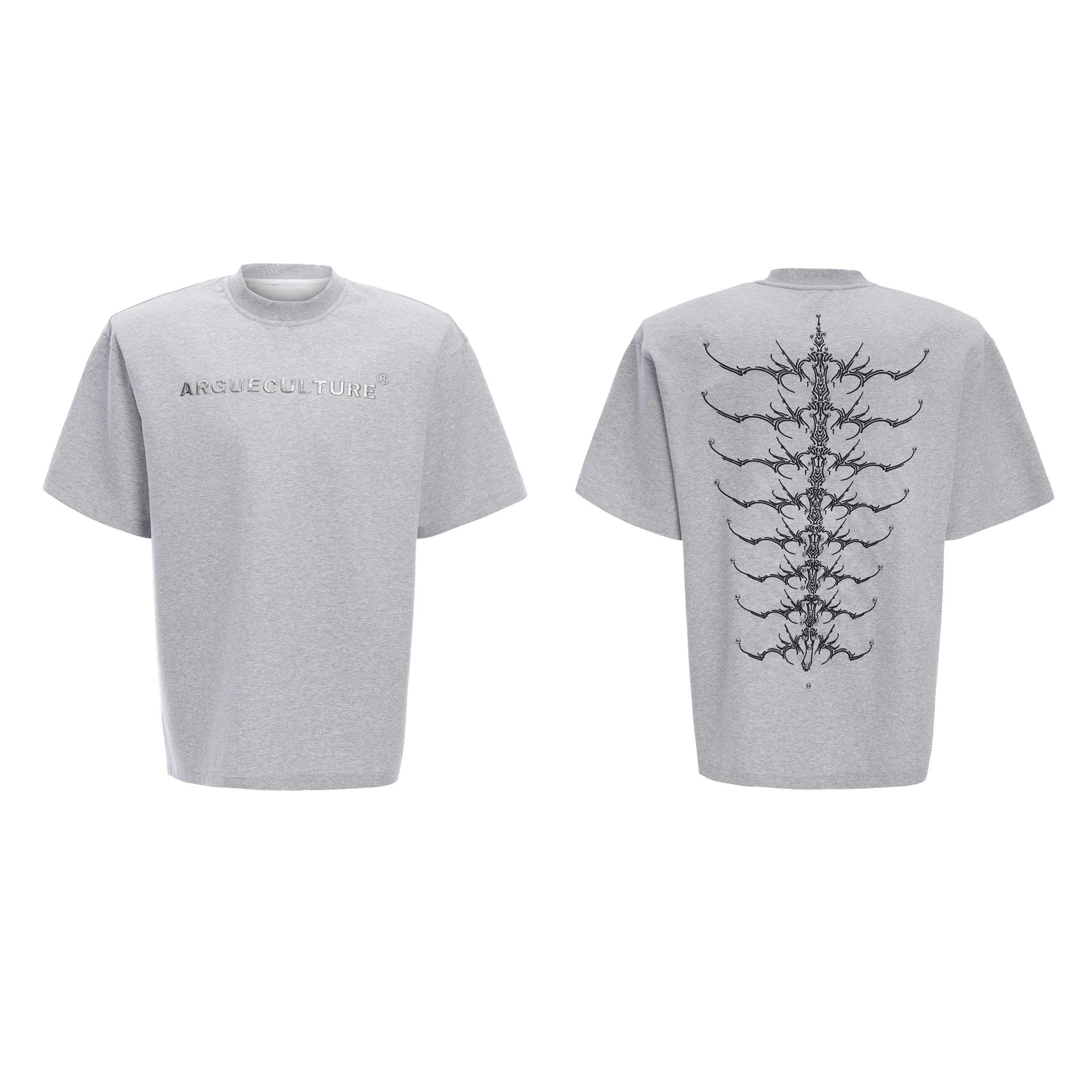Cool black men's snake pupil backbone embroidered pure cotton short sleeve T-shirt loose fit