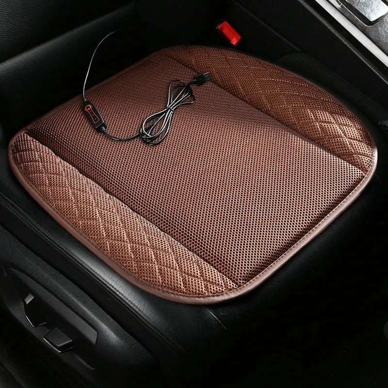 USB ventilated car seat cushion with cooling fans in suede material measuring 48x46cm