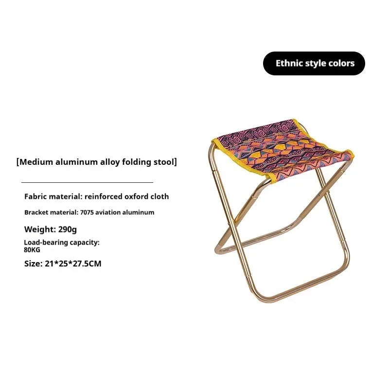 Black national style aluminium folding stool for outdoor camping and fishing