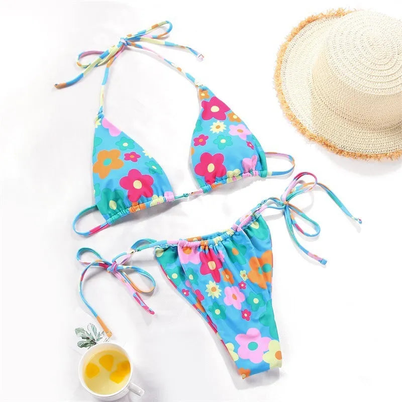 Women's polka dot print bikini swimsuit in multiple colour options