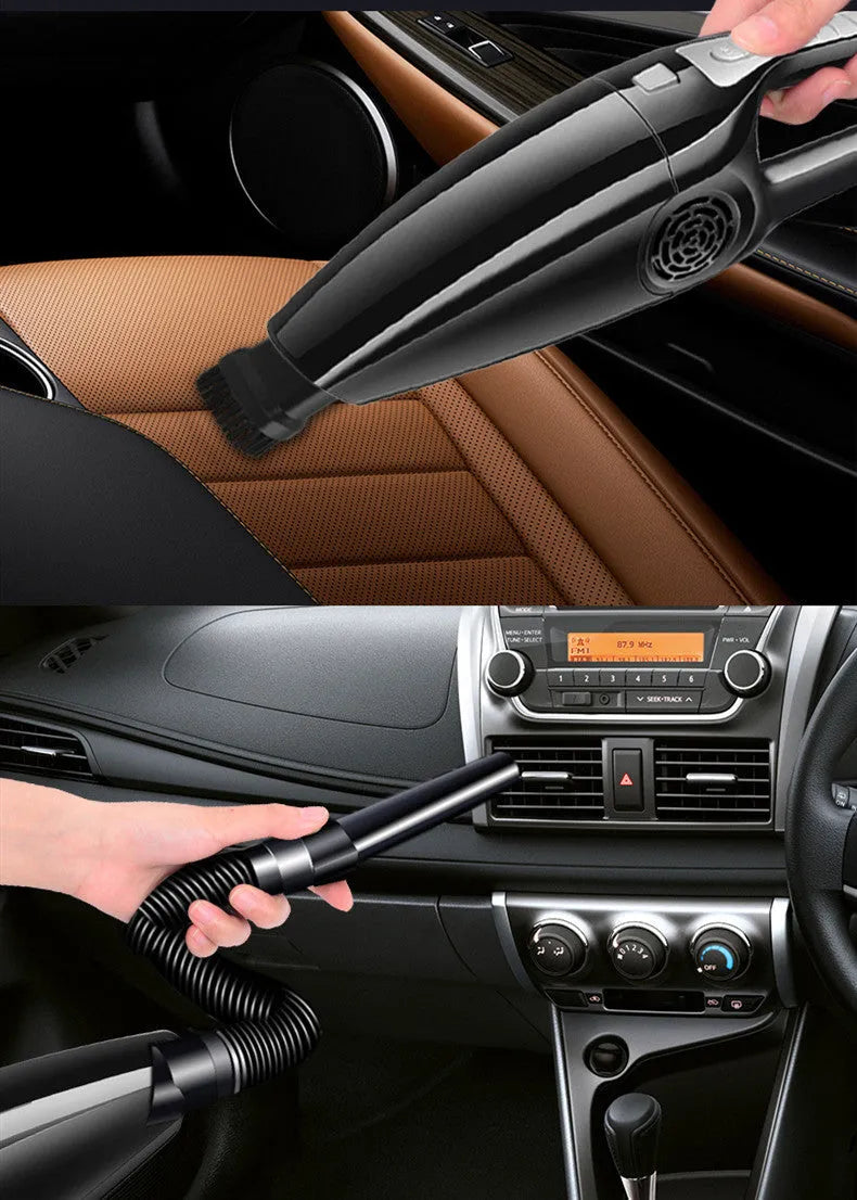 Black and orange high power car vacuum cleaner with cigarette lighter power cable
