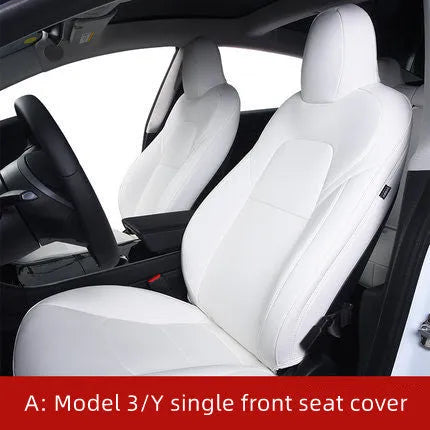 Tesla Model 3 and Model Y PVC seat cover set in black or white for interior protection.