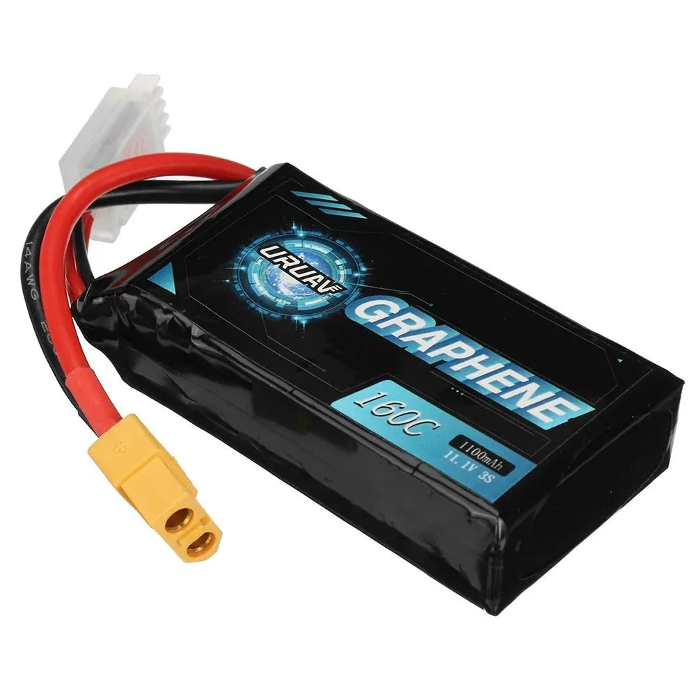 7.4V 1200mAh lithium battery for RC remote control cars and ships measuring 15x36x70mm