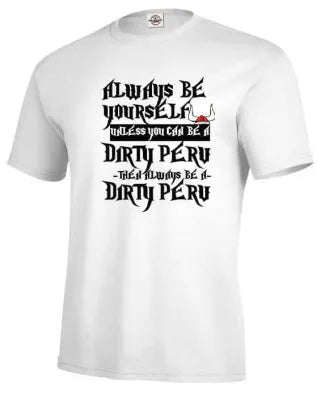 Men's white printed short sleeve t-shirt showing straight fit and casual style