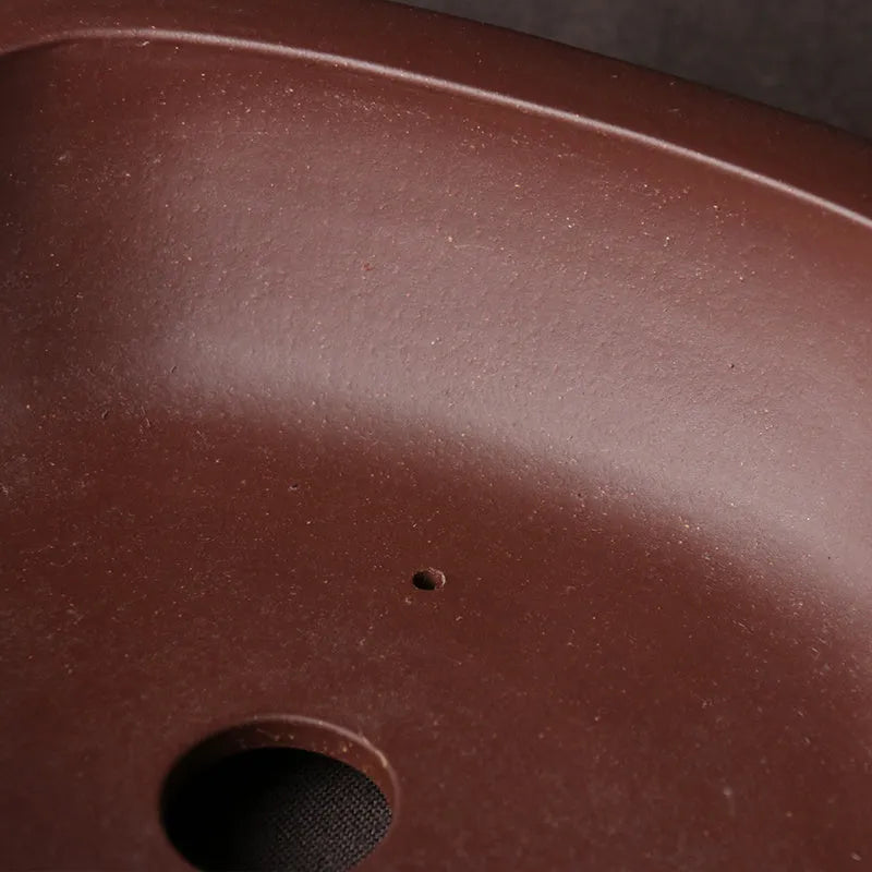 Handmade purple clay Chinese bonsai basin ceramic flower pot traditional plain style
