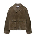 Women's medium thickness PU jacket in Japanese Korean casual style