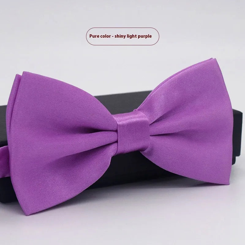 Solid colour formal bow tie with flat head design in polyester fabric
