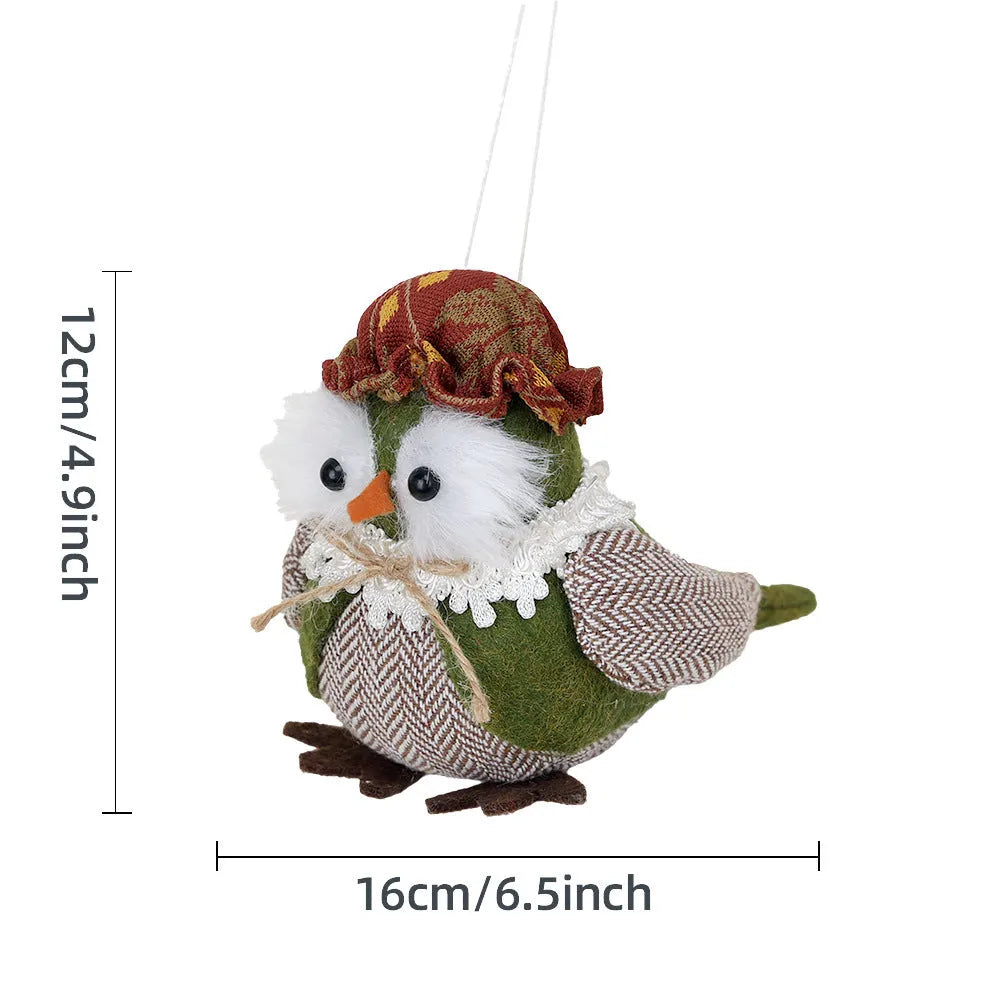 Thanksgiving owl harvest bird window hanging pendant ornament in orange or green polyester cloth