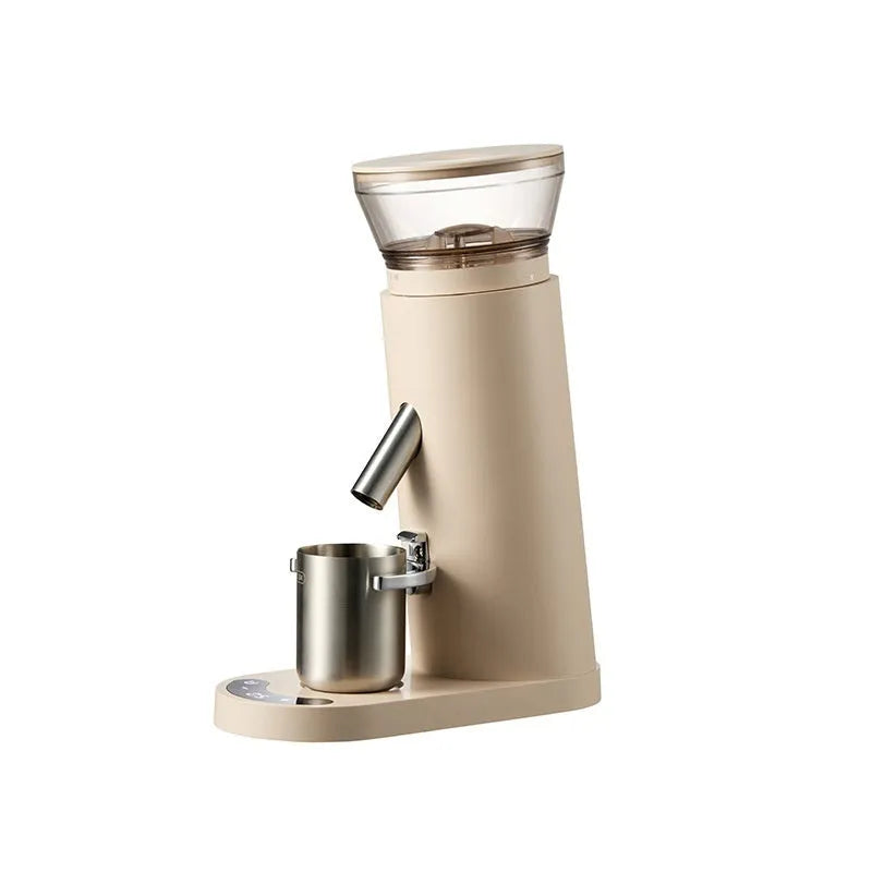 Automatic electric coffee grinder machine in stainless steel with 0.5L capacity.