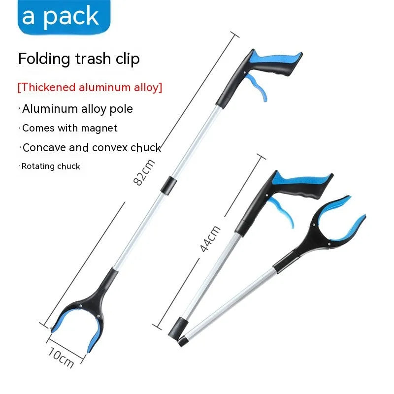 Blue plastic and aluminium alloy rubbish clip holding a bundle of cables.