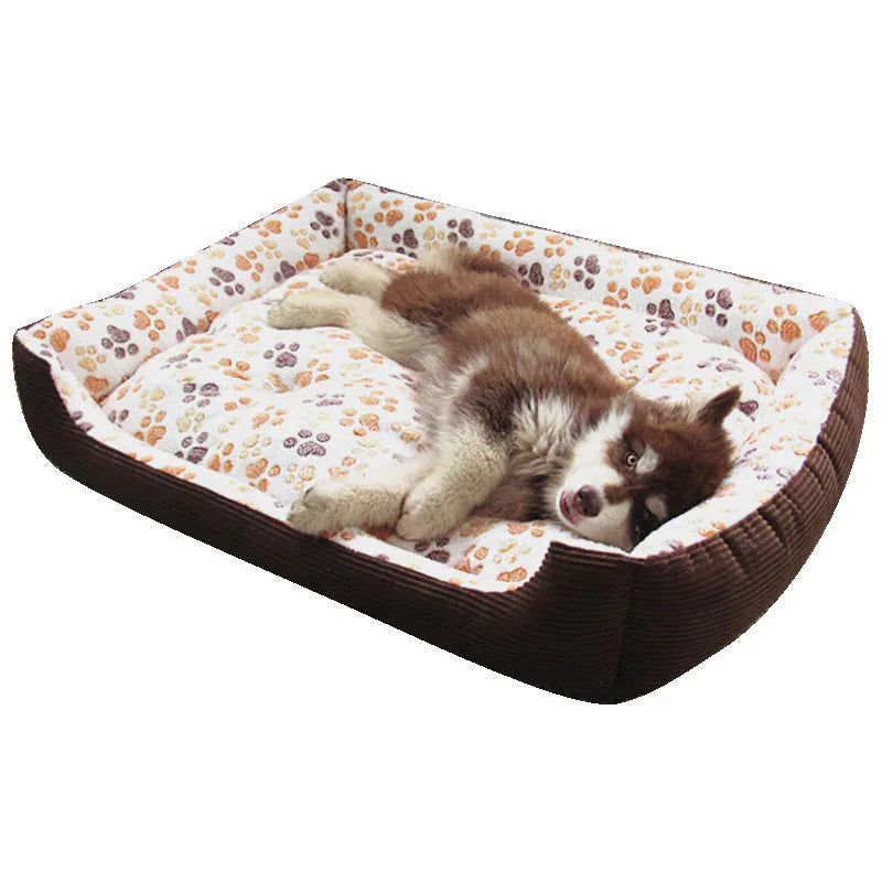Plush pet bed with raised edges in beige colour, showing soft texture and contained sleeping area for pets