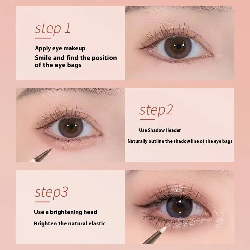 Double-headed silkworm eyeliner pen with stereoscopic star eyes design in pearlescent colours