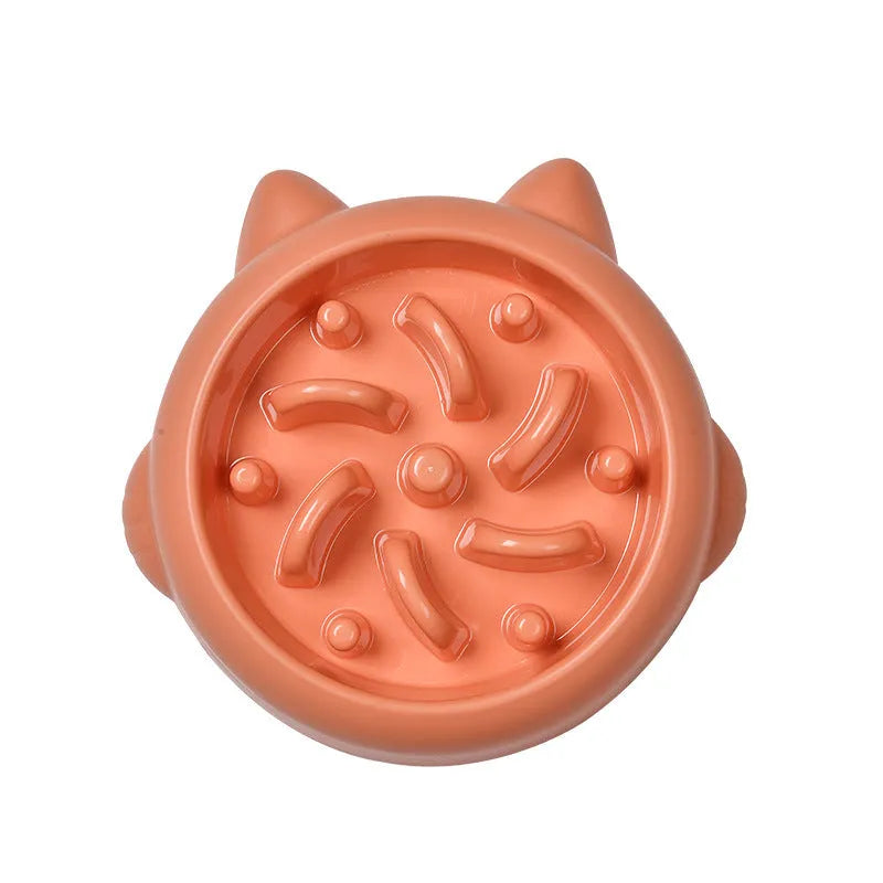 Bone-shaped slow feeder pet bowl in PP plastic showing interior maze design for slower eating