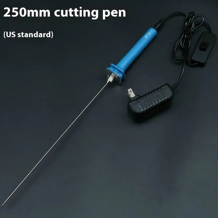 Blue electric heating cutter pen for foam materials with nickel-chrome blade and plastic handle