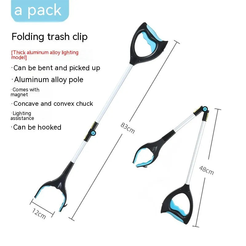 Blue plastic and aluminium alloy rubbish clip holding a bundle of cables.