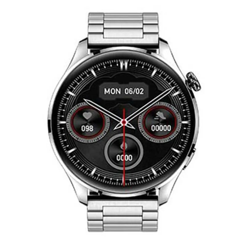 Bluetooth smart watch with round touchscreen display and zinc alloy case