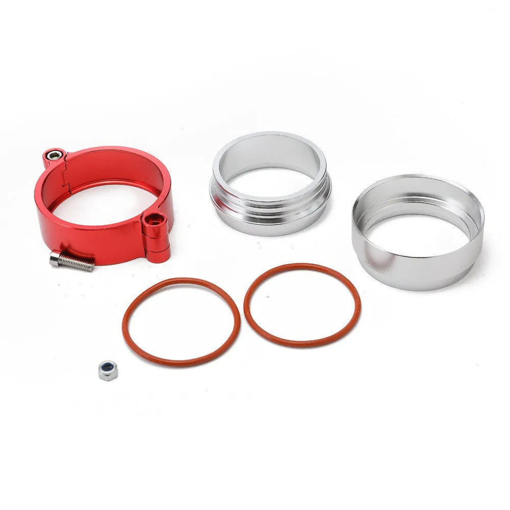 Aluminium fixed movement clamp for turbine exhaust systems in black, blue, red colours